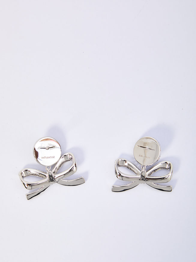 Self Portrait Pearl Bow Drop Earrings