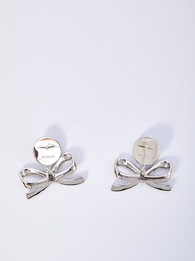 Self Portrait Pearl Bow Drop Earrings