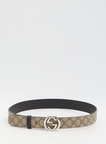 Gucci Reversible Gg Supreme Belt Beige