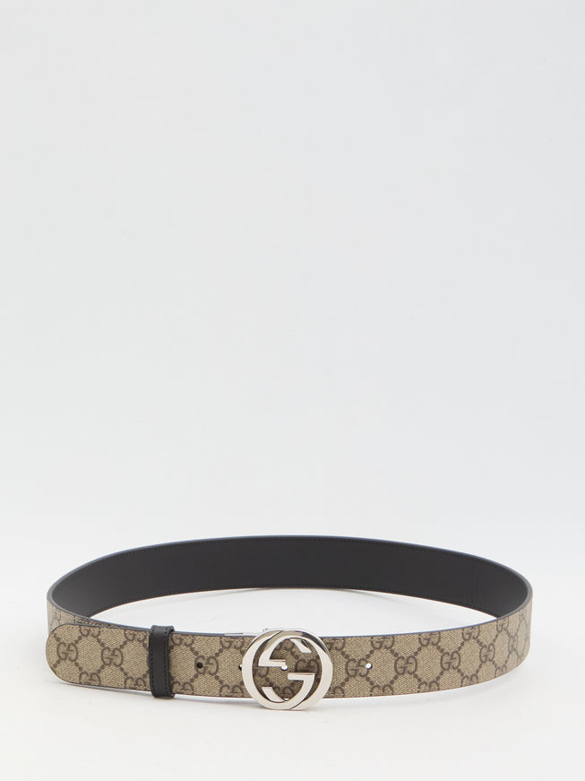 Gucci Reversible Gg Supreme Belt Beige