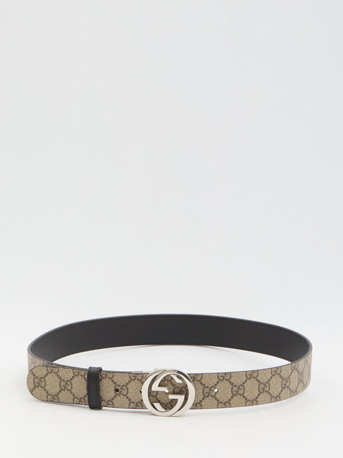 Gucci Reversible Gg Supreme Belt Beige
