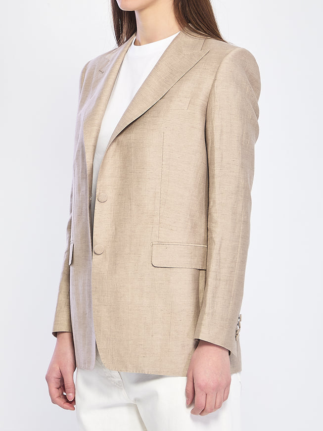 Tagliatore Single-breasted Linen Blend Jacket
