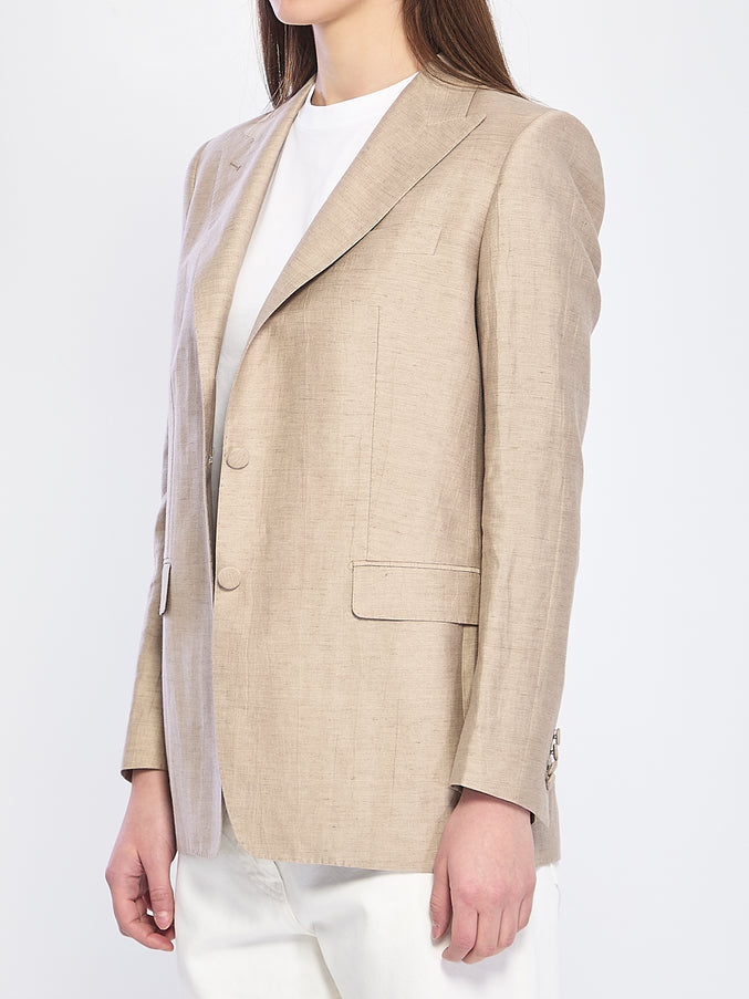 Tagliatore Single-breasted Linen Blend Jacket