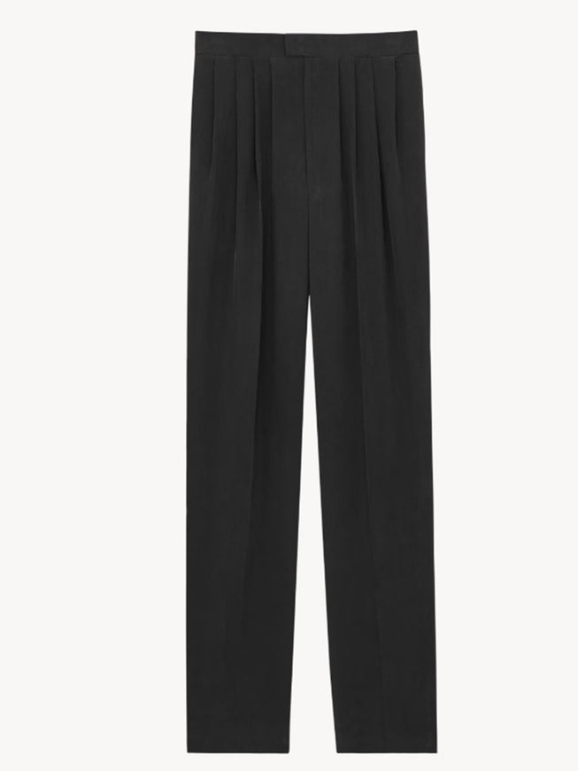 Saint Laurent Habotai Silk Pants Black