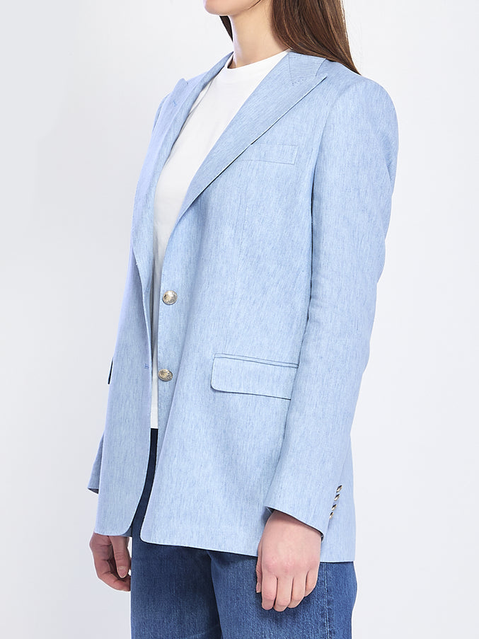 Tagliatore Single-breasted Stretch Linen And Cotton Jacket
