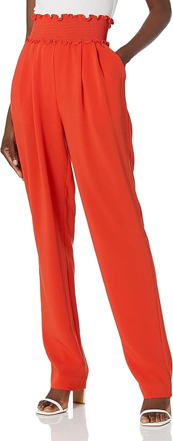 Cinq à Sept Women's Smocked Jessi Pant in Fire Coral