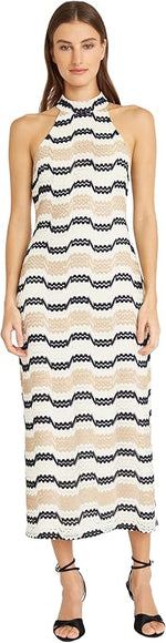 Donna Morgan Women's Mock Neck Halter Dress
