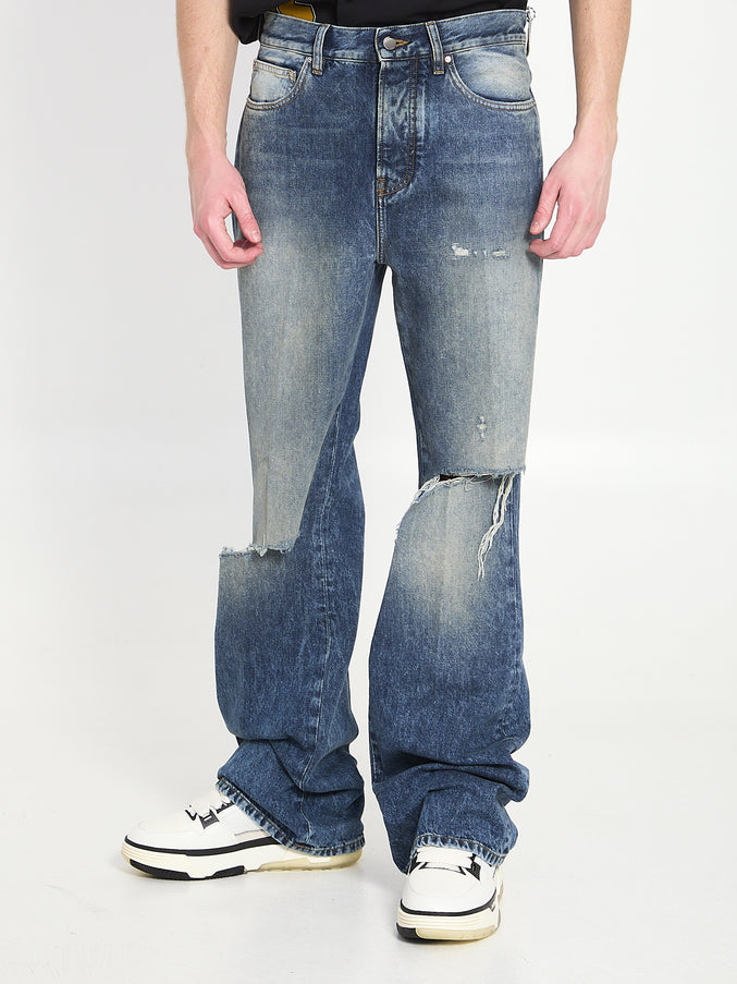 Amiri Slashed Boot Cut Jeans