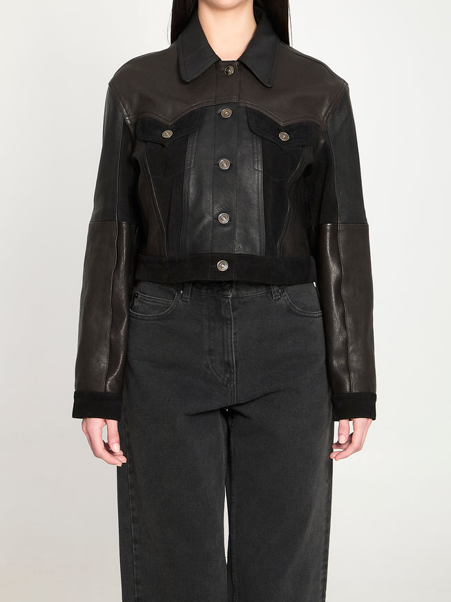 Versace Slim-fit Leather Blouson Black
