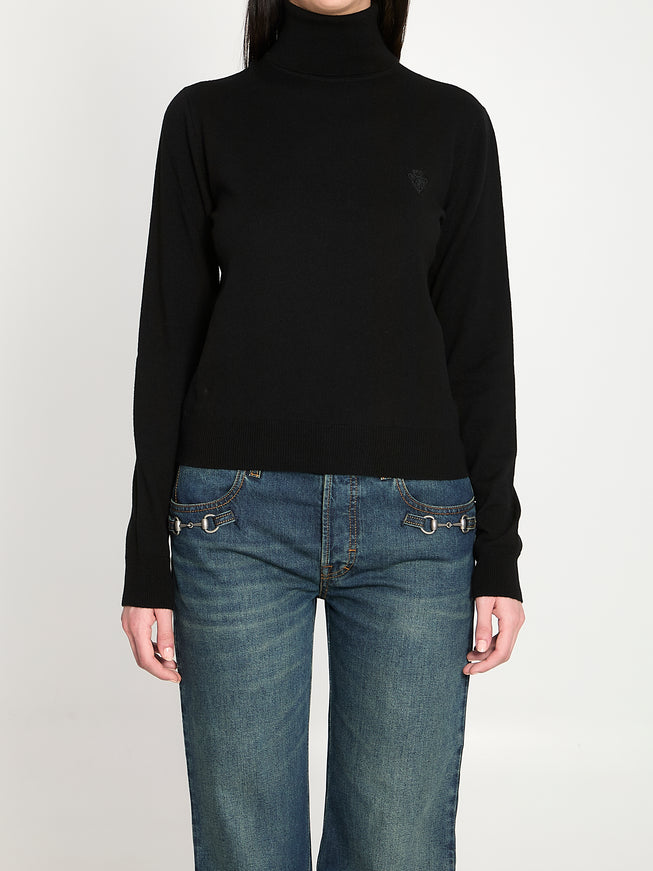 Gucci Embroidered Wool Turtleneck Black
