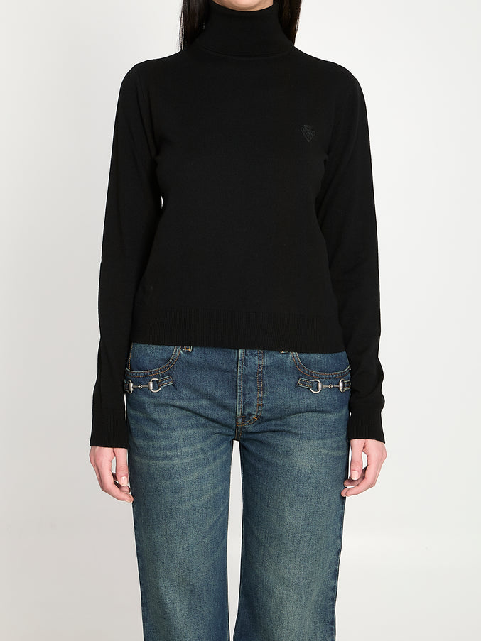 Gucci Embroidered Wool Turtleneck Black