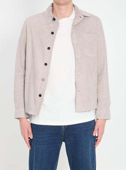 Arma Overshirt In Suede Leather Grey