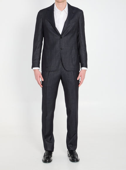 Lardini Single-breasted Wool Blend Suit Blue
