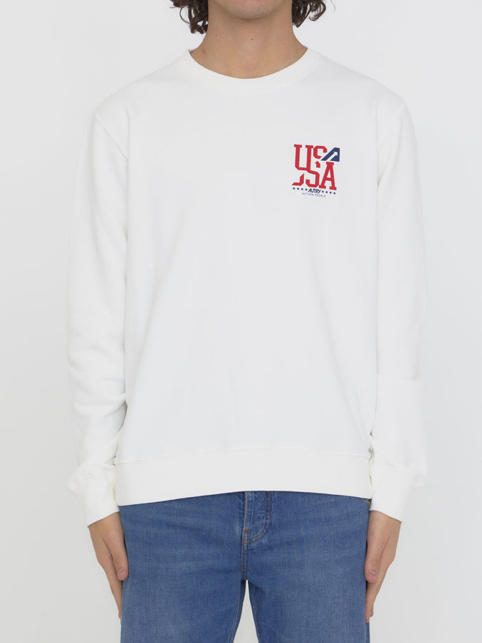 Autry Printed Cotton Sweatshirt White