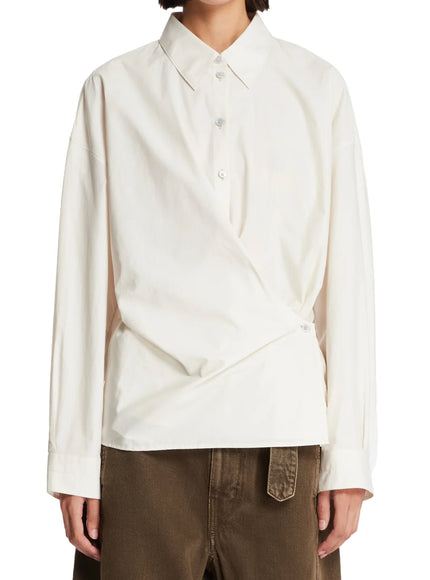 Lemaire Oat Milk Asymmetric Shirt White