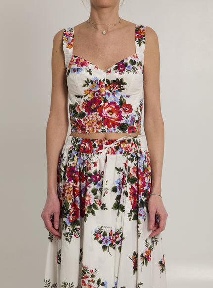 Dolce & Gabbana Bustier Top With Floral Print White