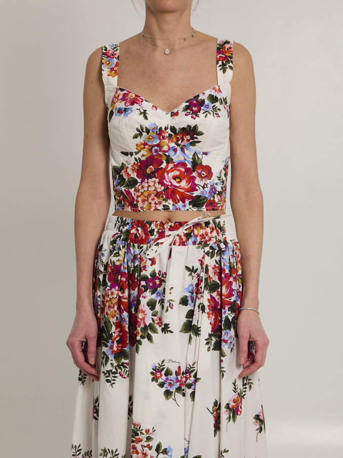 Dolce & Gabbana Bustier Top With Floral Print White