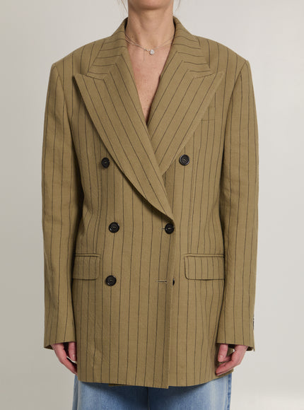 Dolce & Gabbana Double-breasted Linen Jacket Beige