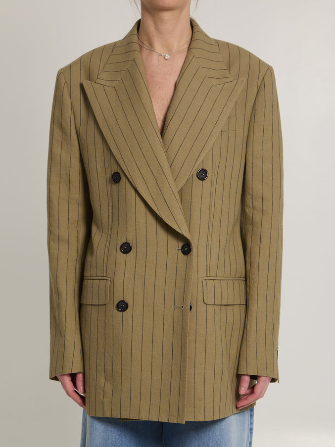 Dolce & Gabbana Double-breasted Linen Jacket Beige