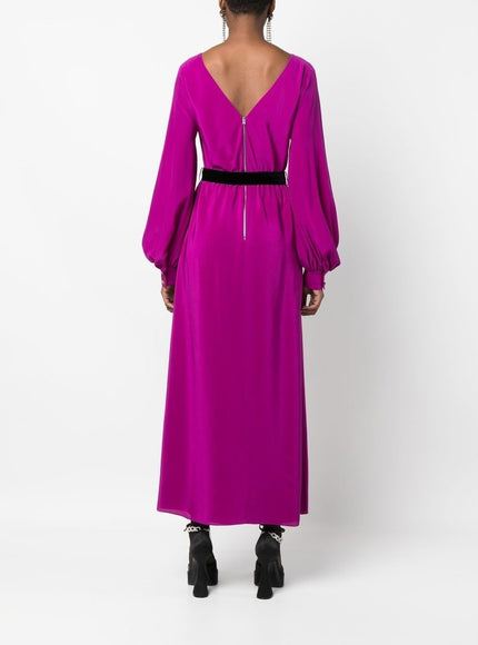 Gucci Purple Silk Belted Maxi Dress