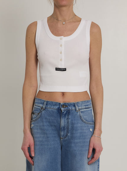 Dolce & Gabbana Ribbed Tank Top White
