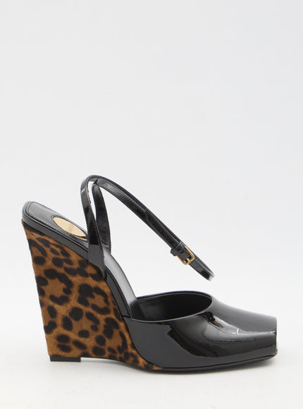 Saint Laurent La Scandale Wedge Sandals Black