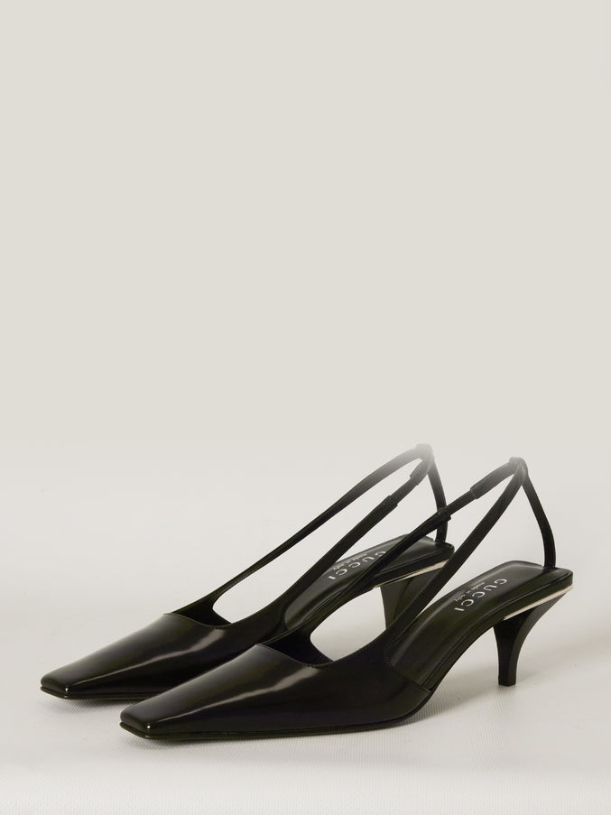 Gucci Crystal Logo Slingback Pumps
