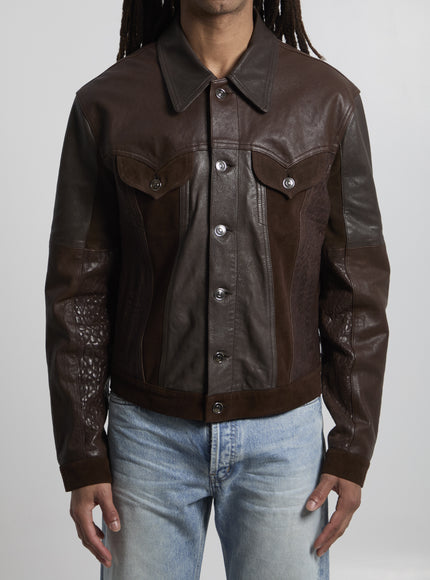 Versace Slim-fit Leather Blouson Brown