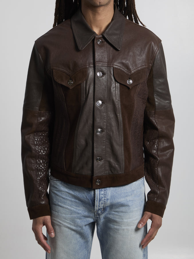 Versace Slim-fit Leather Blouson Brown