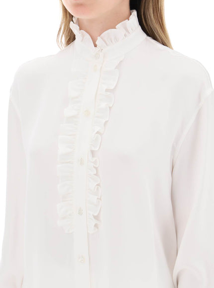 Alexander Mcqueen silk satin shirt with ruffles