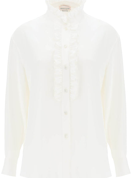 Alexander Mcqueen silk satin shirt with ruffles