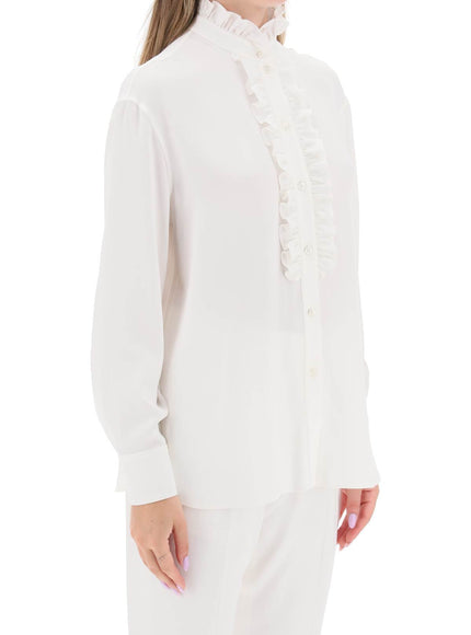 Alexander Mcqueen silk satin shirt with ruffles