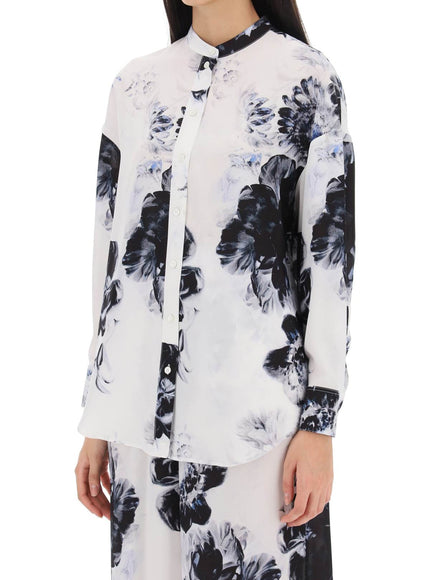 Alexander Mcqueen orchid maxi shirt in silk crepe