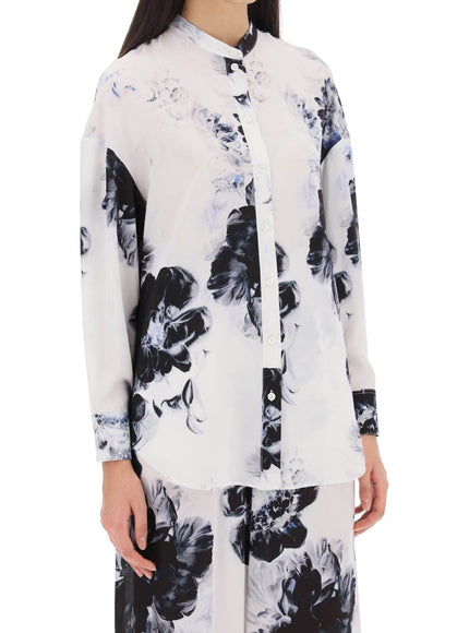 Alexander Mcqueen orchid maxi shirt in silk crepe