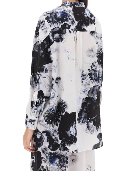 Alexander Mcqueen orchid maxi shirt in silk crepe