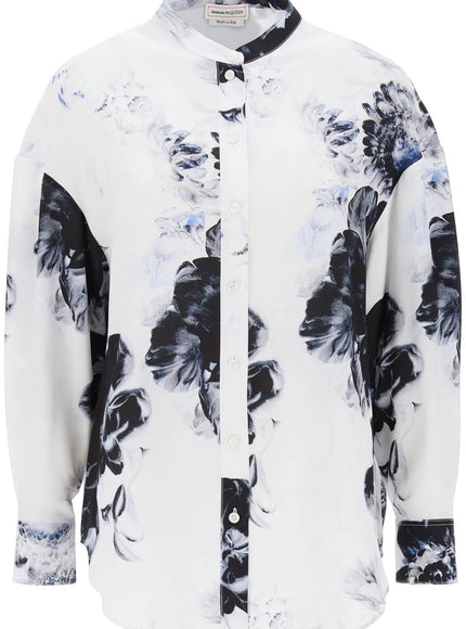 Alexander Mcqueen orchid maxi shirt in silk crepe