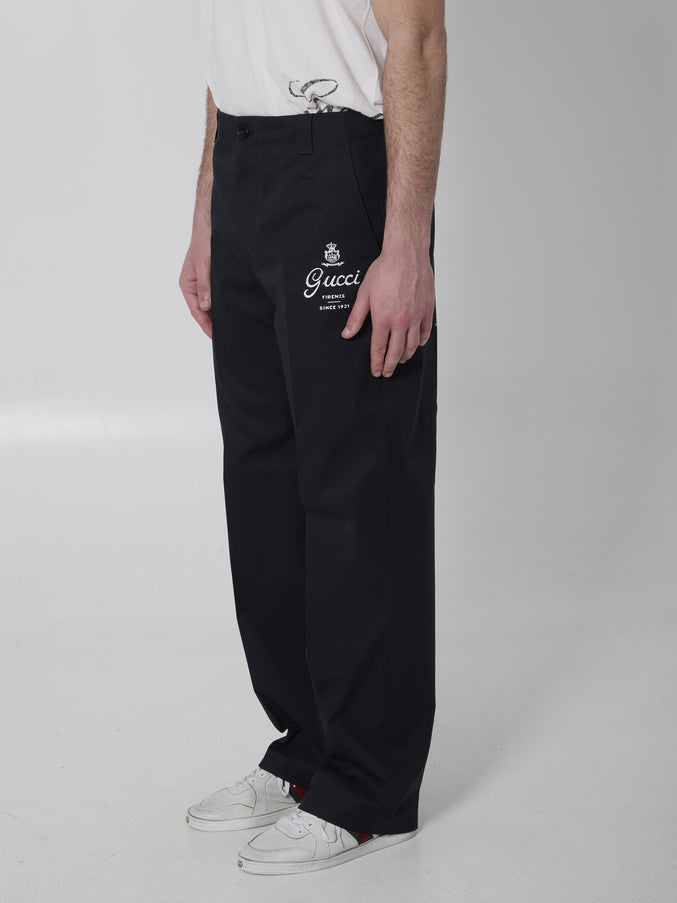 Gucci Printed Cotton Twill Pants
