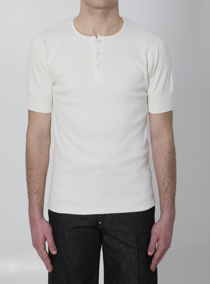 Lemaire Ribbed Henley Top White