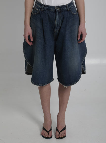 Balenciaga Dark Ocean Tulip Shorts Blue