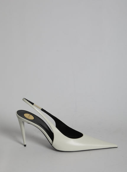 Saint Laurent Guermantes Pumps In Patent Leather White