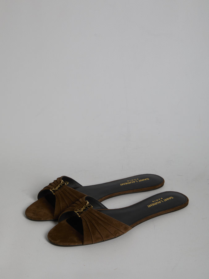 Saint Laurent Babylone Slide Sandals In Suede