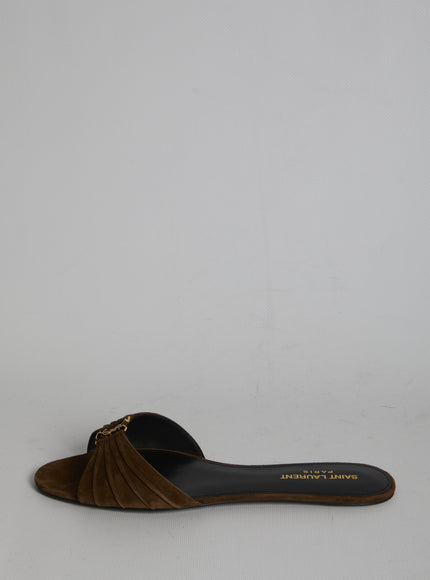 Saint Laurent Babylone Slide Sandals In Suede