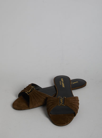 Saint Laurent Babylone Slide Sandals In Suede