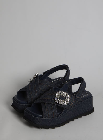 Roger Vivier Denim Wedge Sandals