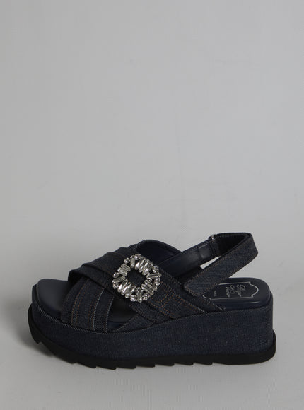 Roger Vivier Denim Wedge Sandals
