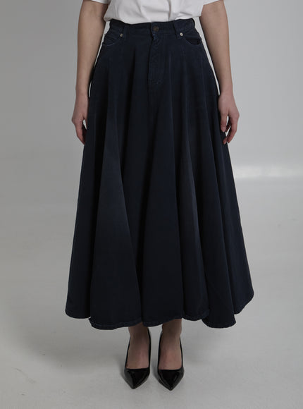 Balenciaga Godet Maxi Skirt Blue