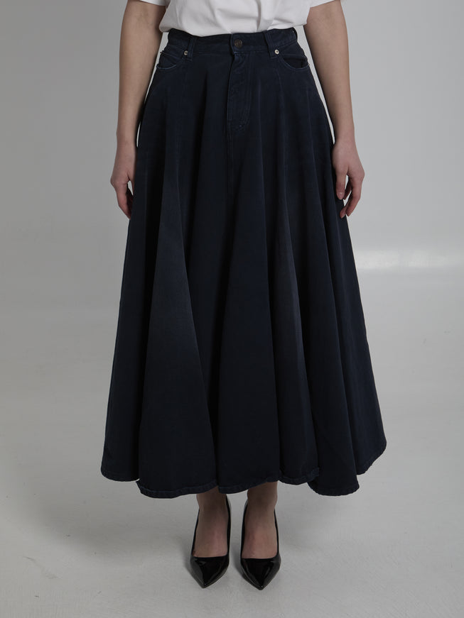 Balenciaga Godet Maxi Skirt Blue