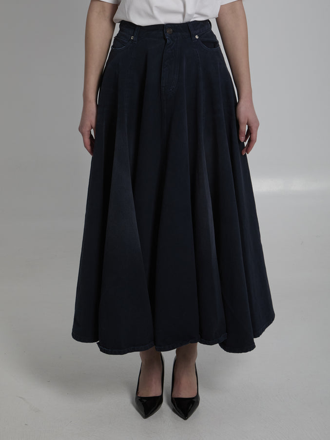 Balenciaga Godet Maxi Skirt Blue