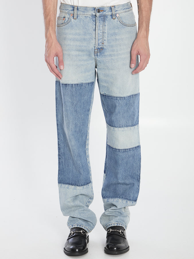 Gucci Patchwork Denim Jeans Light Blue