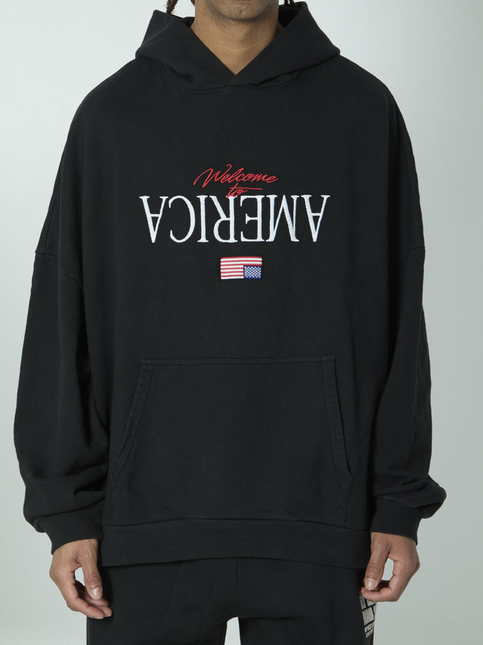Willy Chavarria Welcome To America Hoodie Black